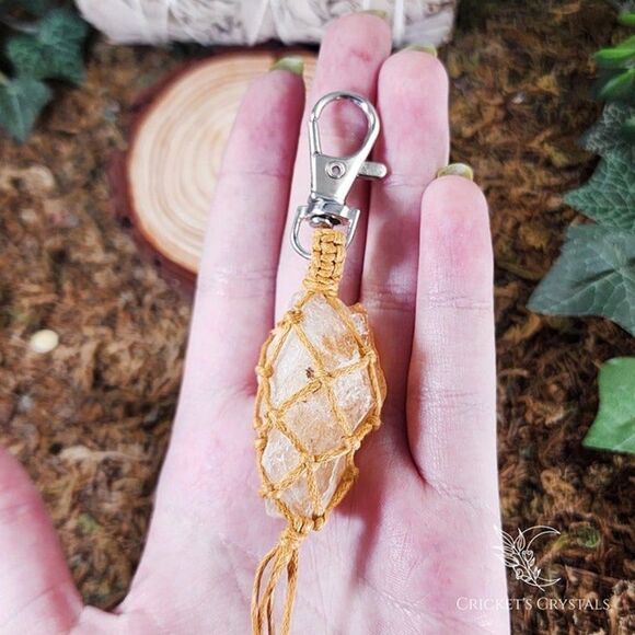 Raw Citrine Crystal Keychain #5 - Picture 2 of 2